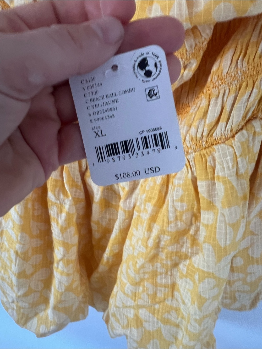 NWT FREE PEOPLE Annalise Mini Dress in Yellow Floral, size XL - Picture 5 of 7